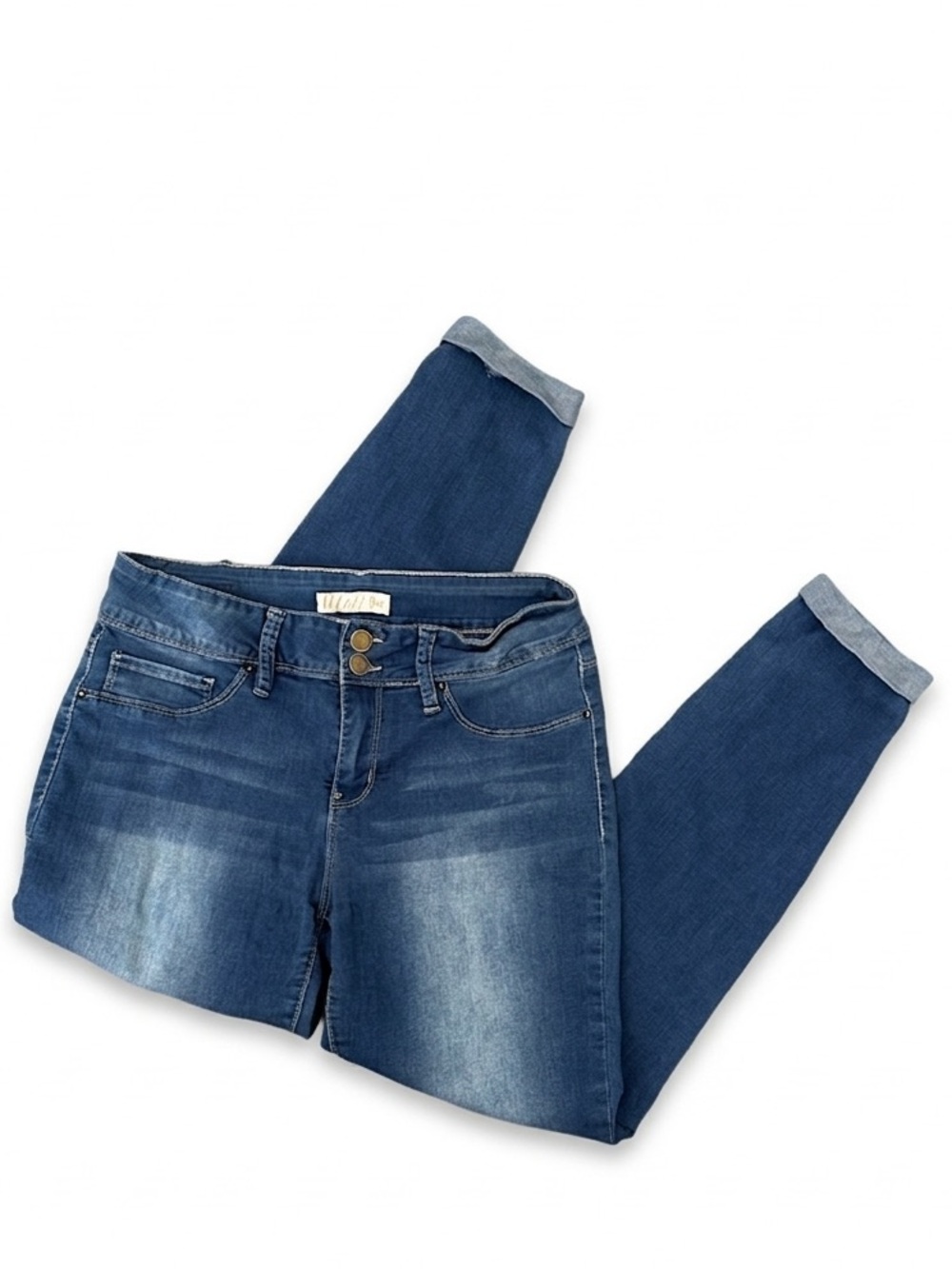 GUC Women’s Skinny Blue Cotton Jeans With Rolled Ankle Cuff Mid Rise Size 9